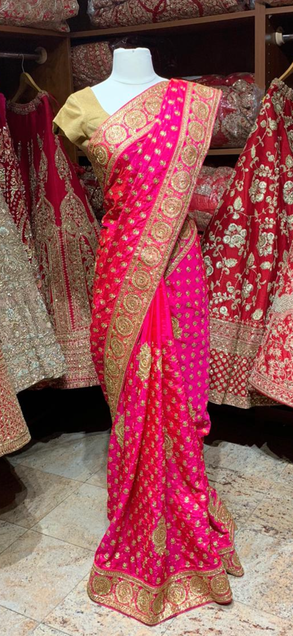 Hot Pink Saree PWS-049