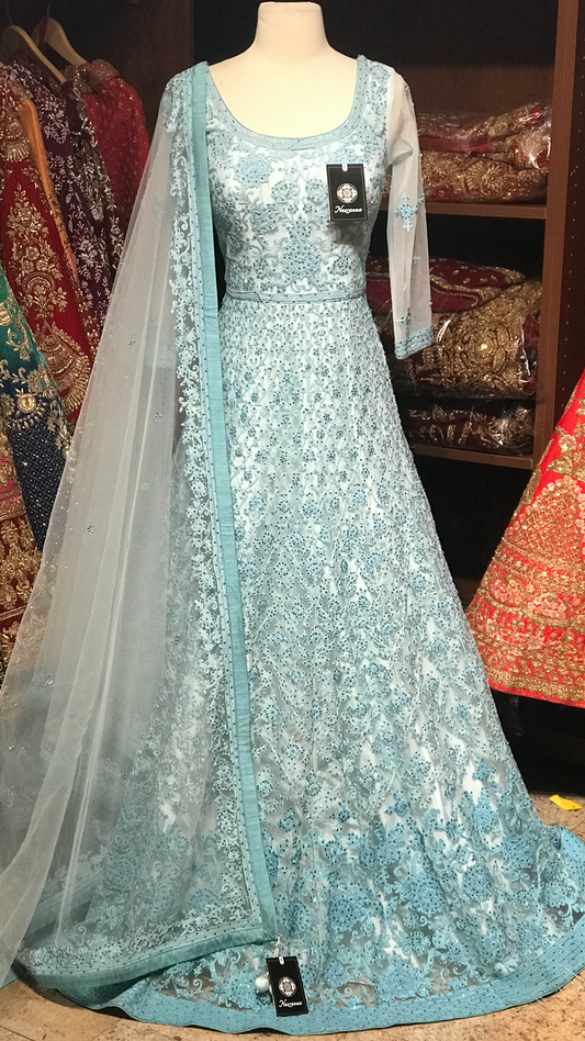 Blue Size 38 Tonal Embroidery Anarkali