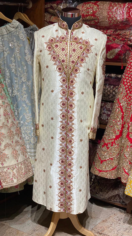 Ivory Red Size 38 Sherwani