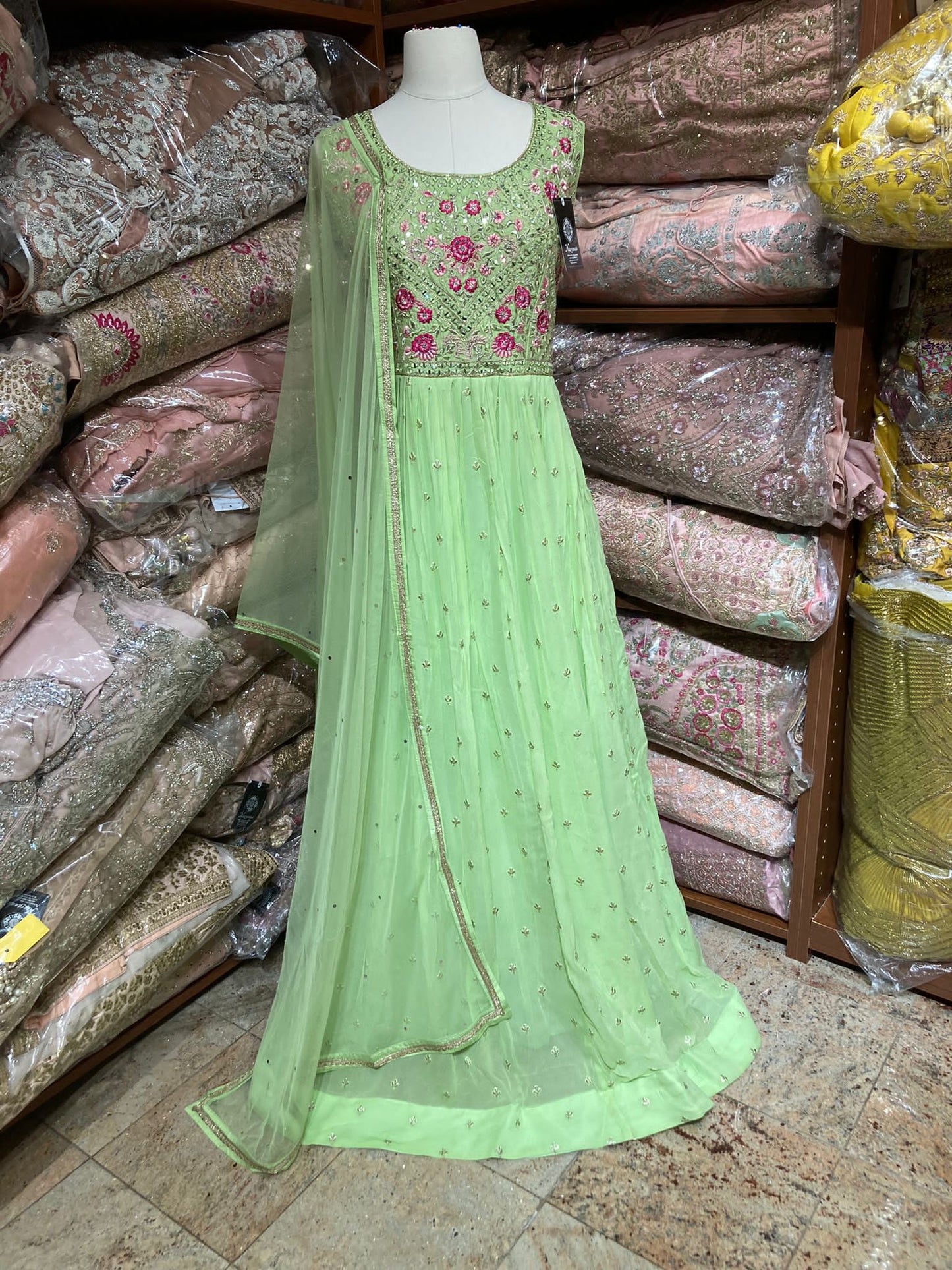 Pastel Green Anarkali PWA-136