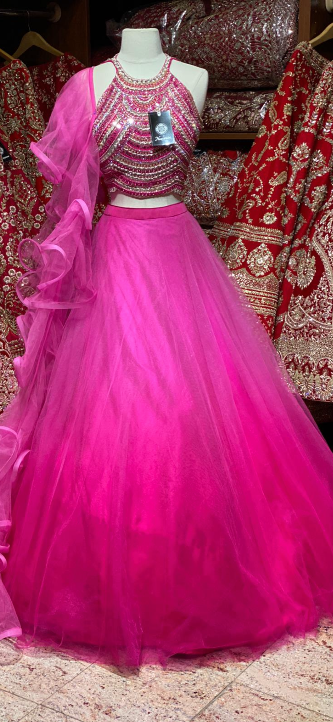 Deep Pink Ruffles Party Wear Lehenga PWL-117