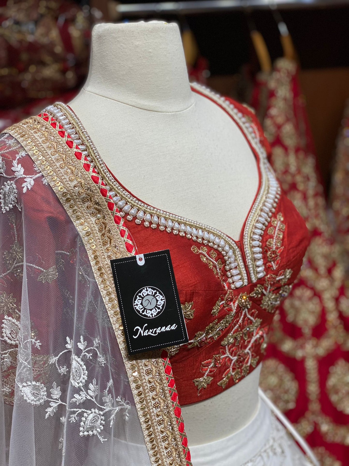 Exclusive Red & White Party Wear Lehenga PWL-237