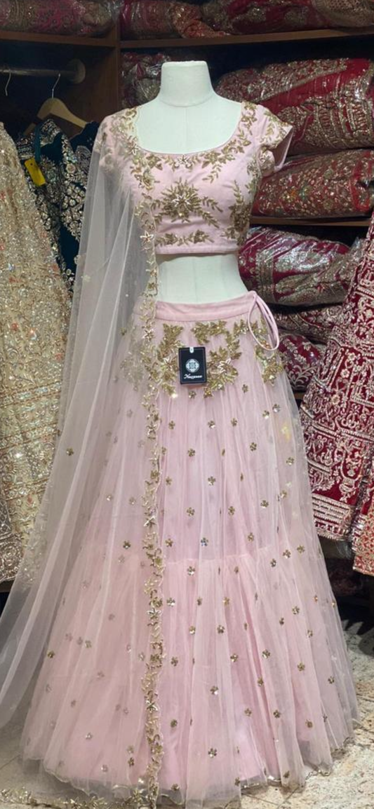 Pastel Pink Party Wear Lehenga PWL-045