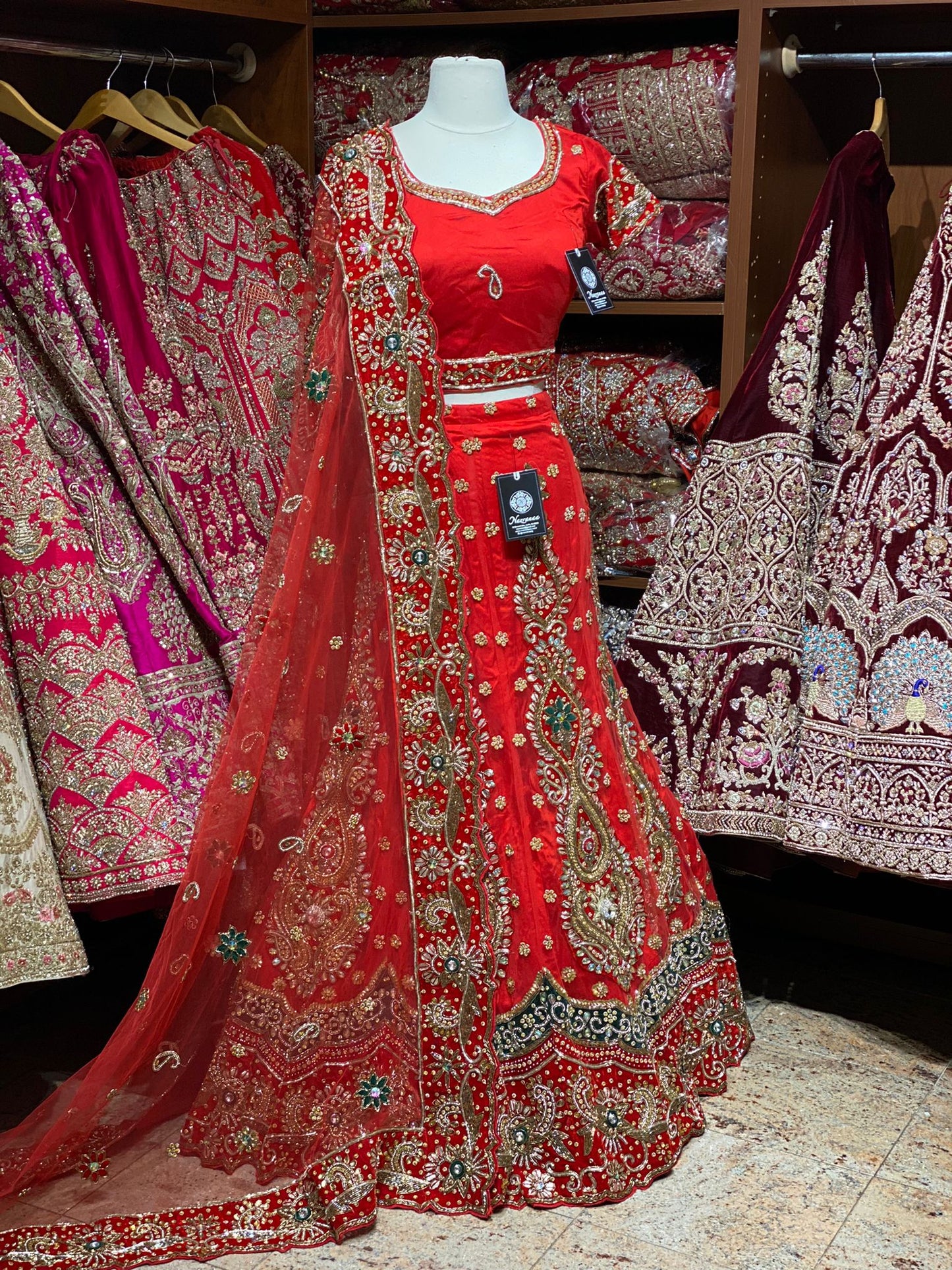 Exclusive Red Collection Luxury Collection Bridal Wear Lehenga BWL- 215