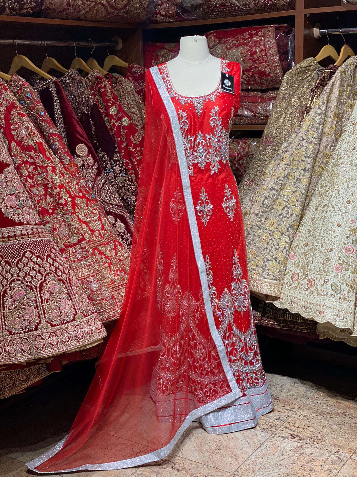 Crimson Red Anarkali PWA-072