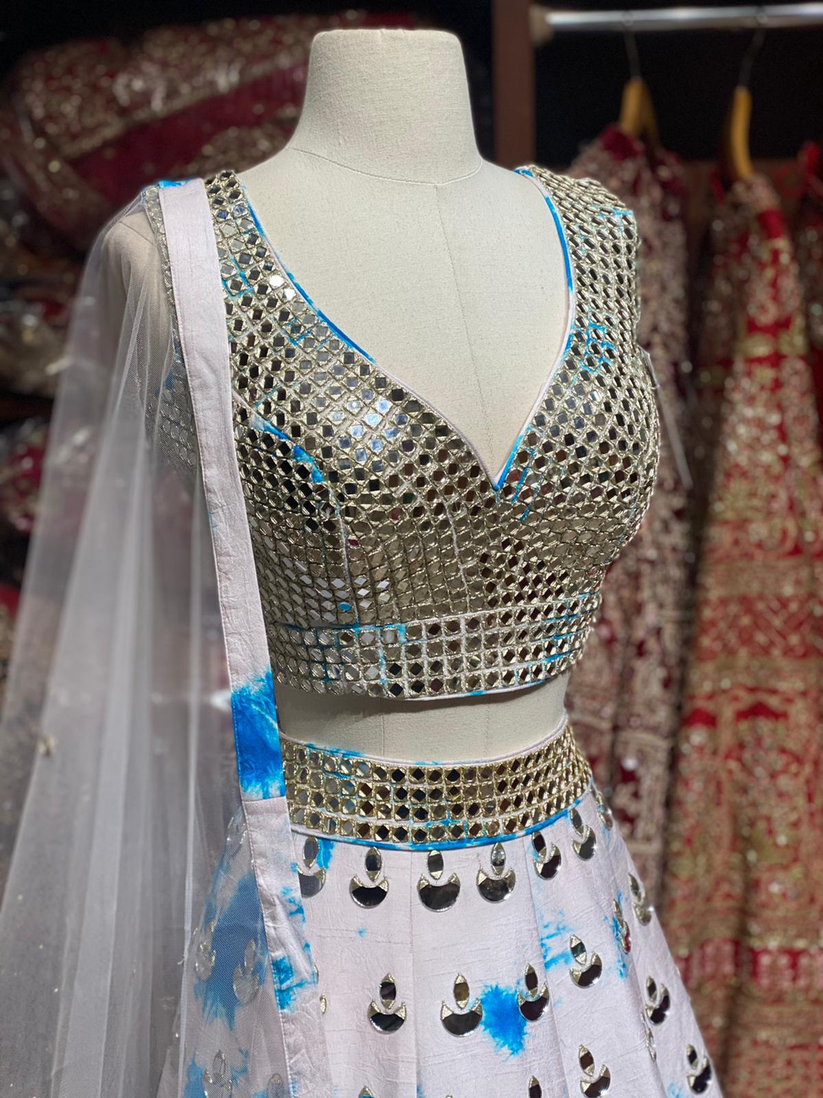 Shibori Blue Party Wear Lehenga PWL-059