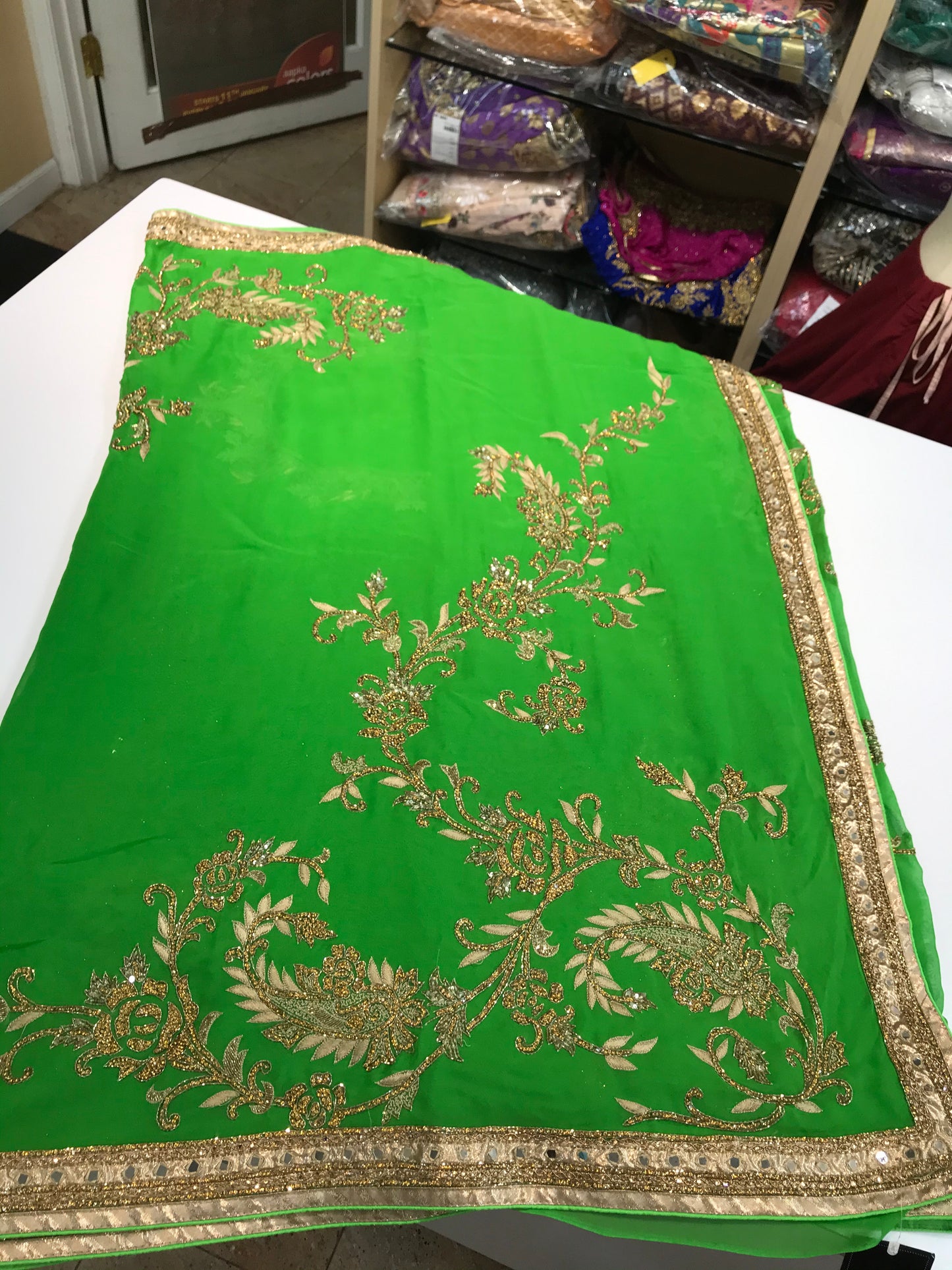 Green Georgette Stonework Saree