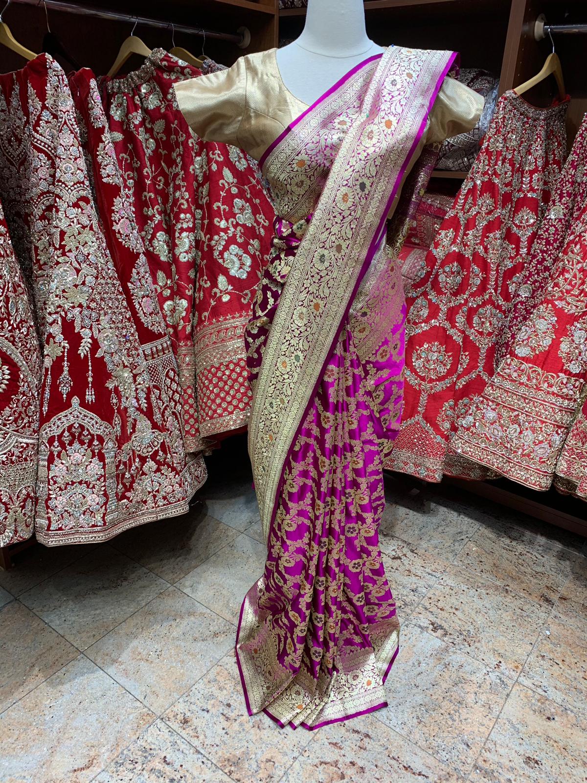 Dark Pink Saree BS-009