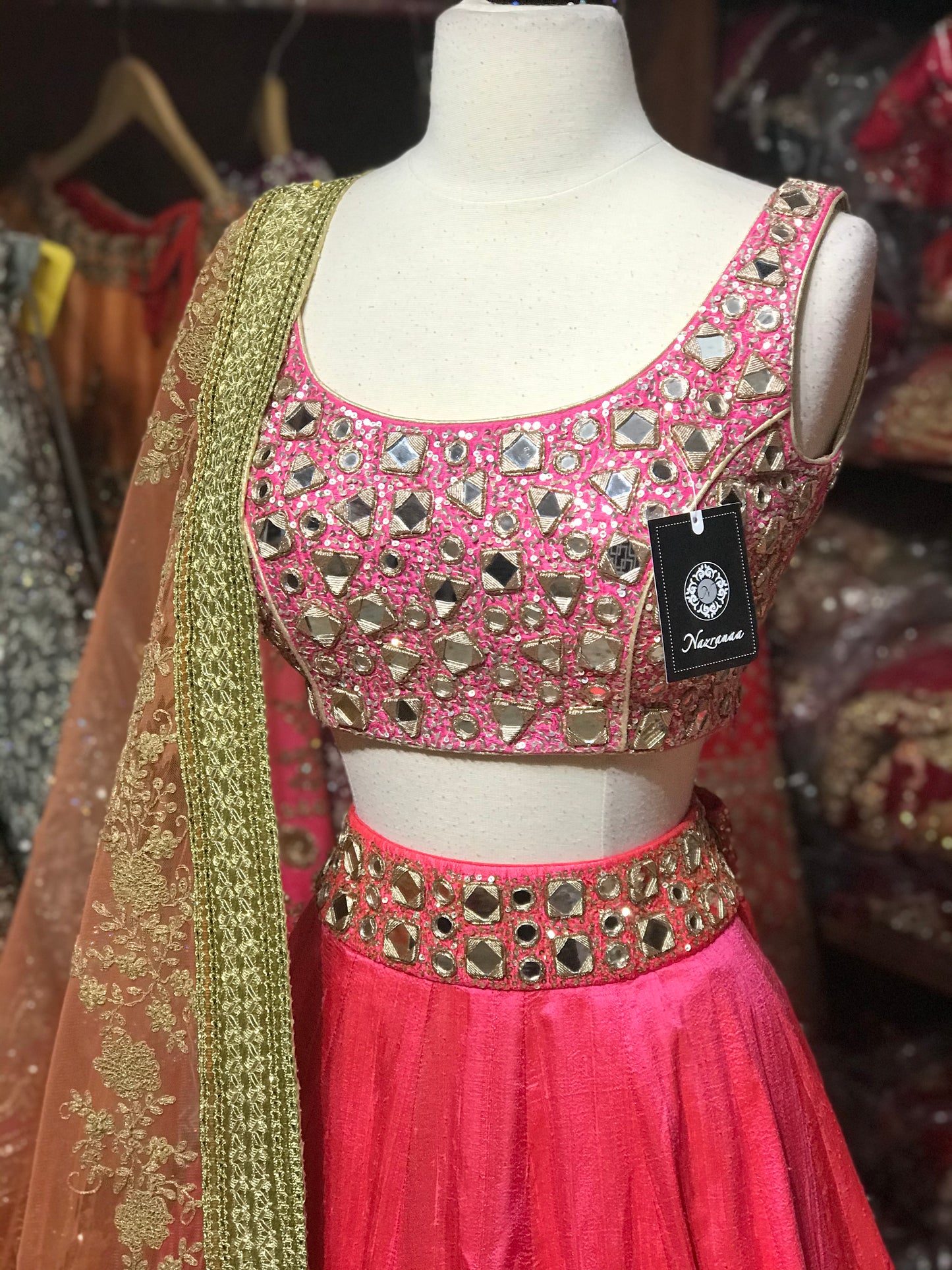 Pink Orange Size 36 Lehenga