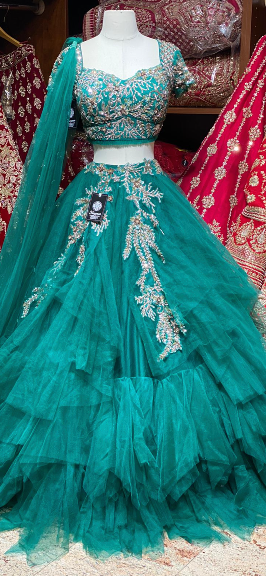 Teal Green Party Wear Lehenga PWL-143