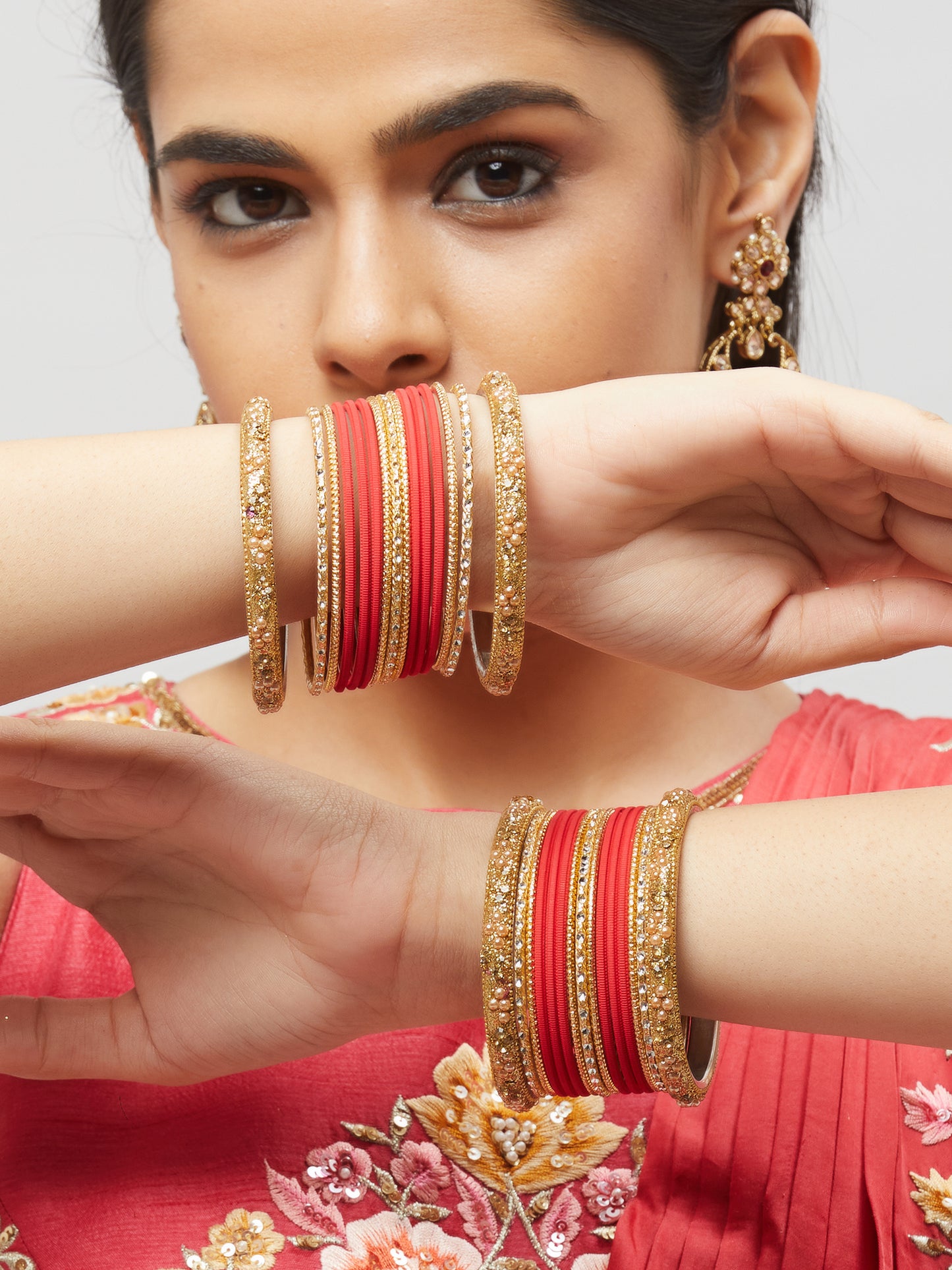 Fancy Matte Bangles With Pearl Kadas BD5