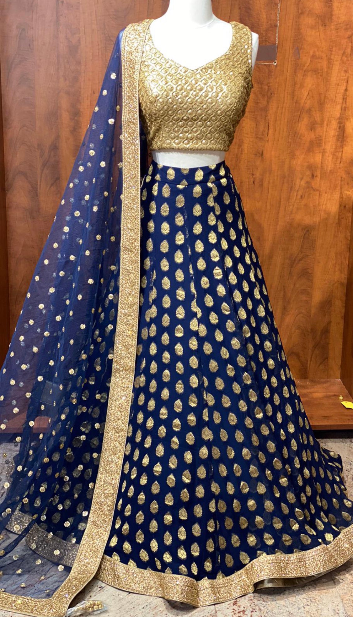 Blue Gold Bridesmaid Lehenga