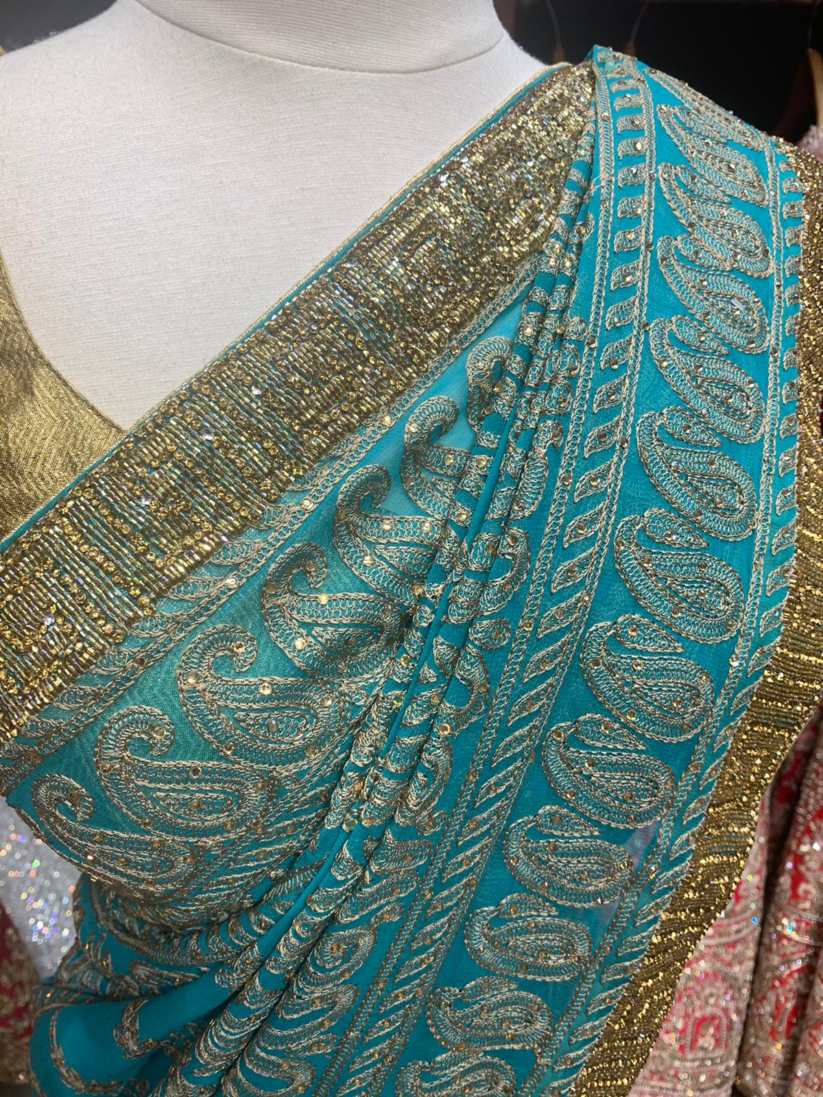 Munsell Blue Saree PWS-071