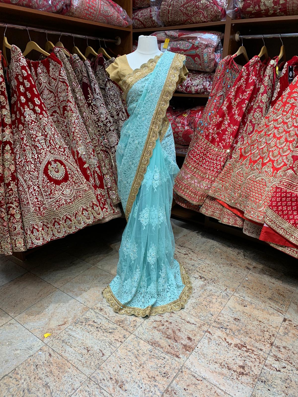 Ice Blue Saree PWS-063