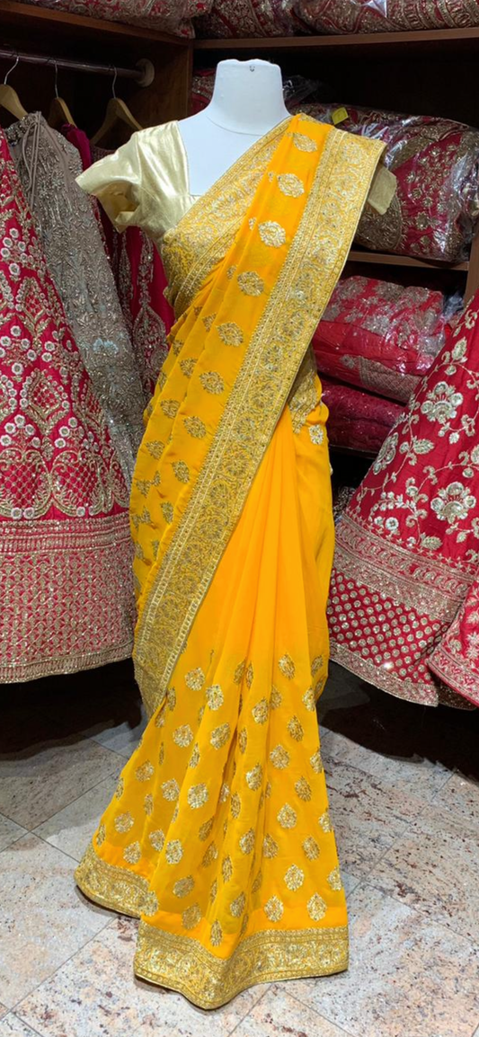 Amber Yellow Saree  PWS-052