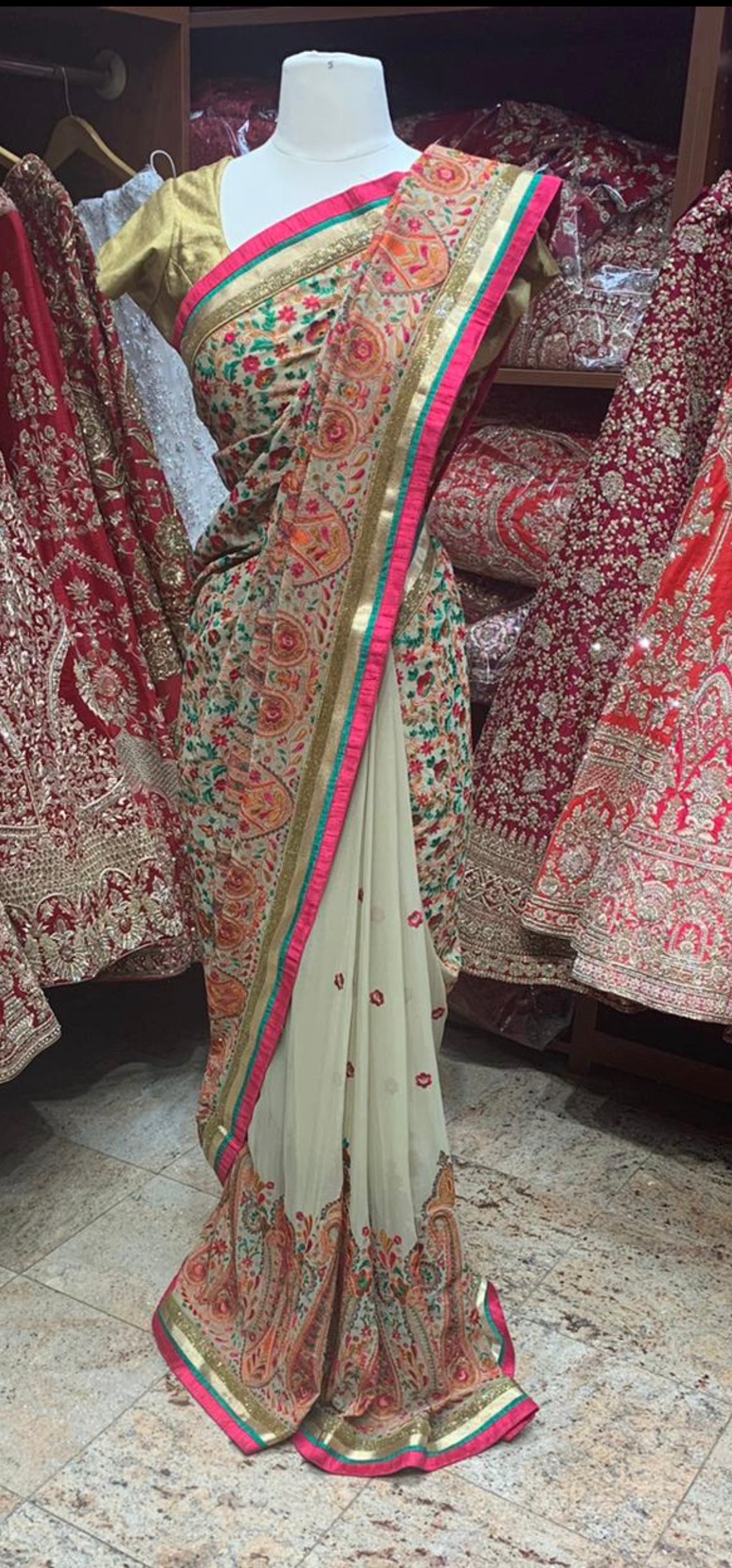 Beige Creme Saree PWS-073