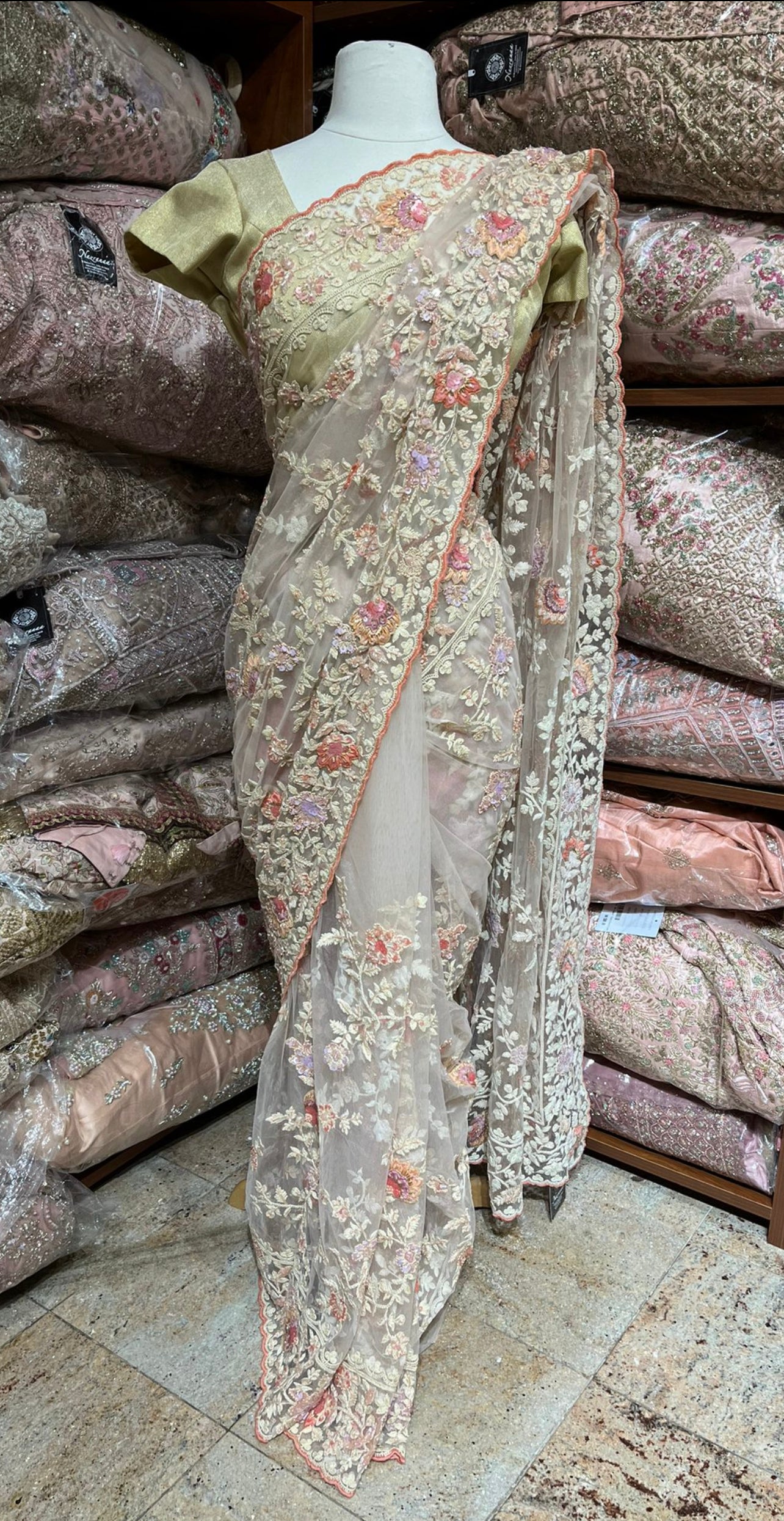 Ivory Cream Saree PWS-178