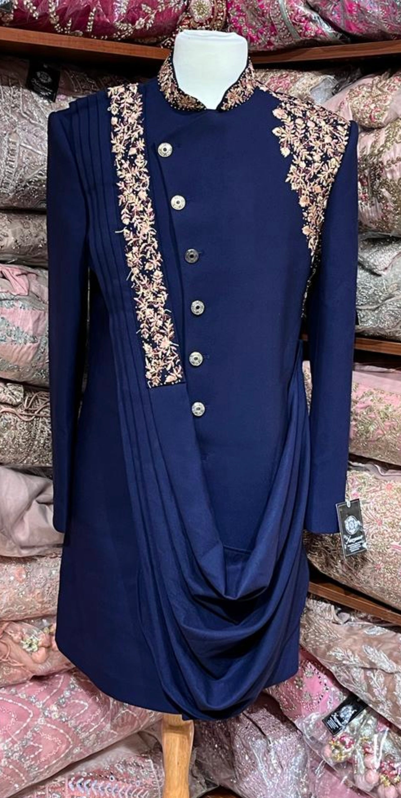 Navy Blue Embroidered Sherwani- R14-N61