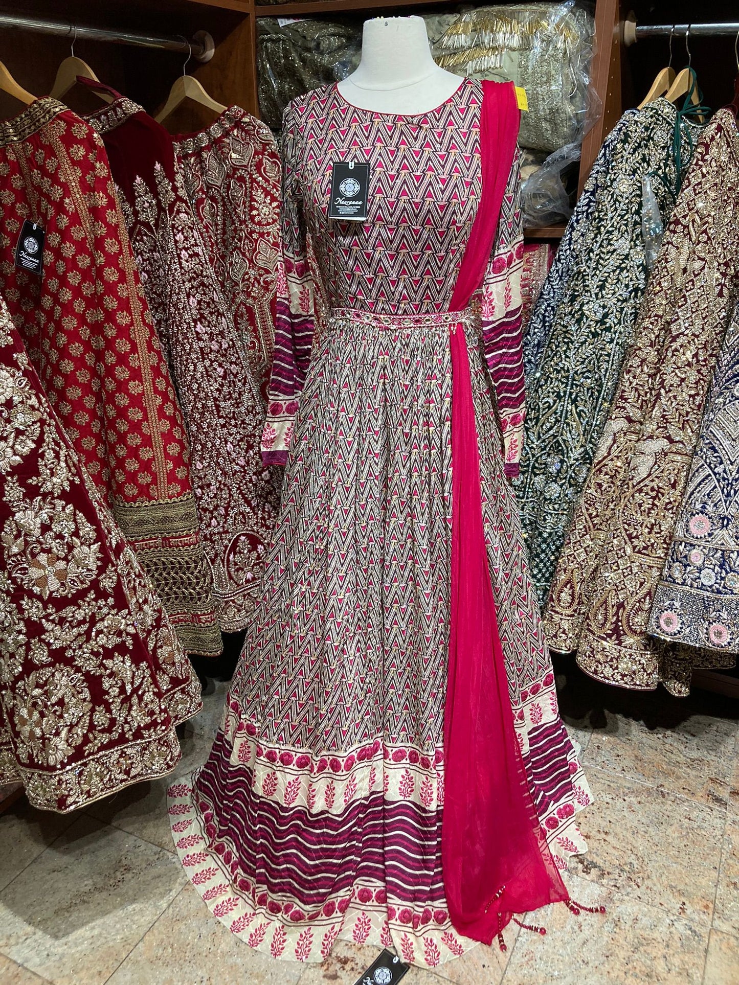 Printed Pink Anarkali PWA-120