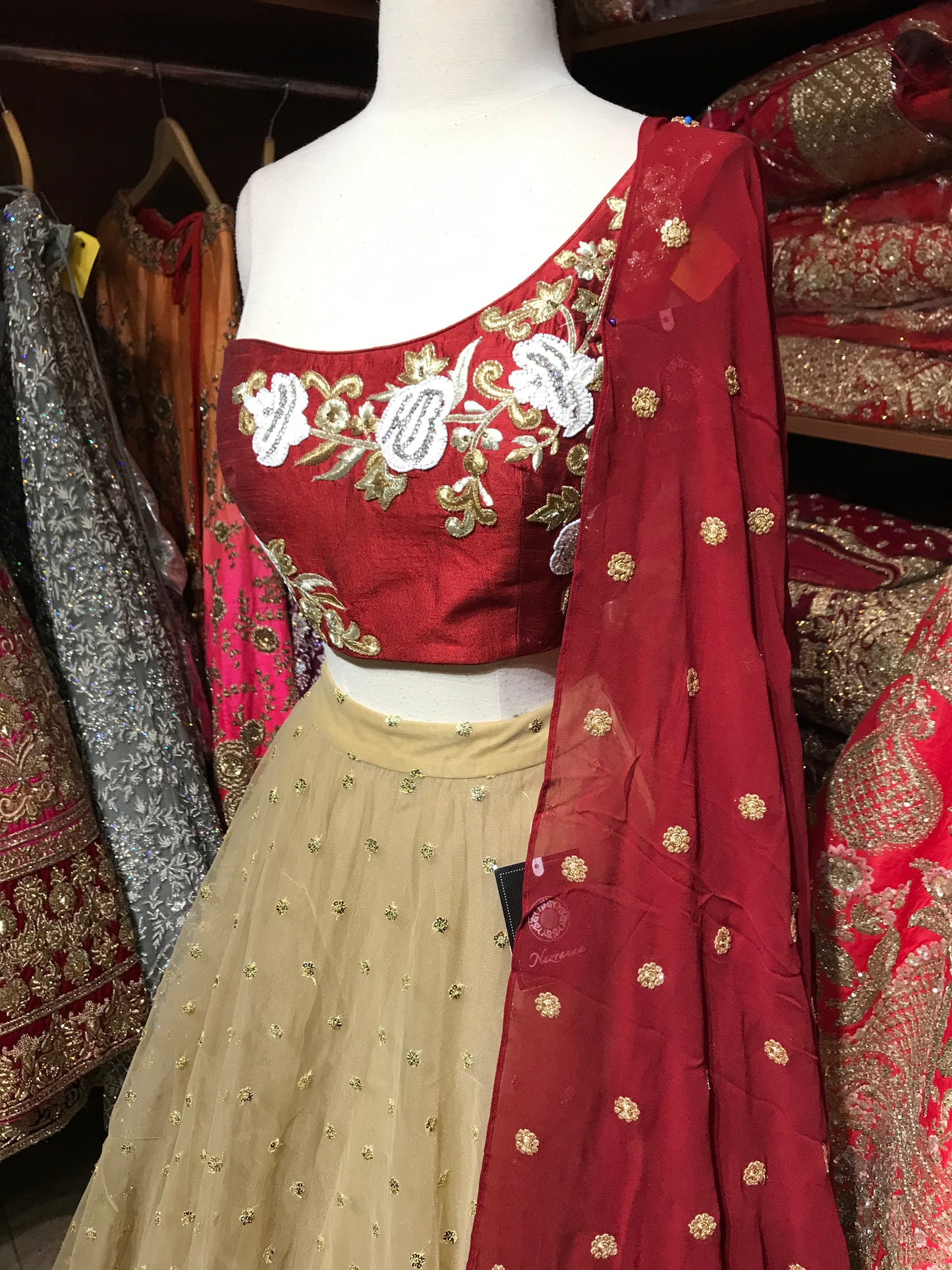 Gold Maroon Size 38 Lehenga