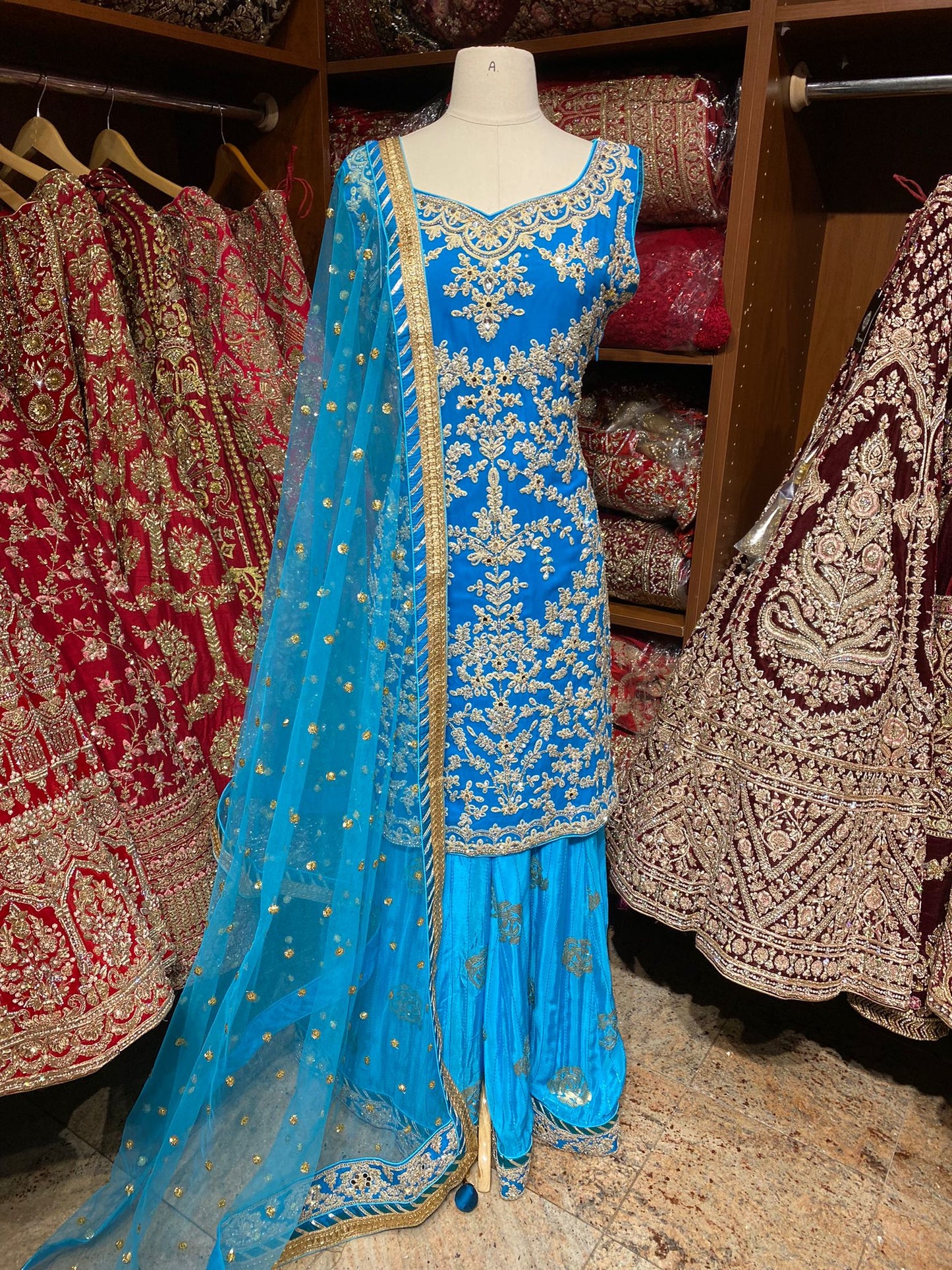 Azure Blue Party Wear Suit Collection PWS-118