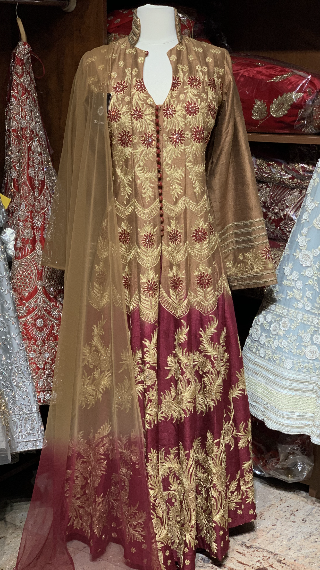 Brown Maroon Size 44 Anarkali