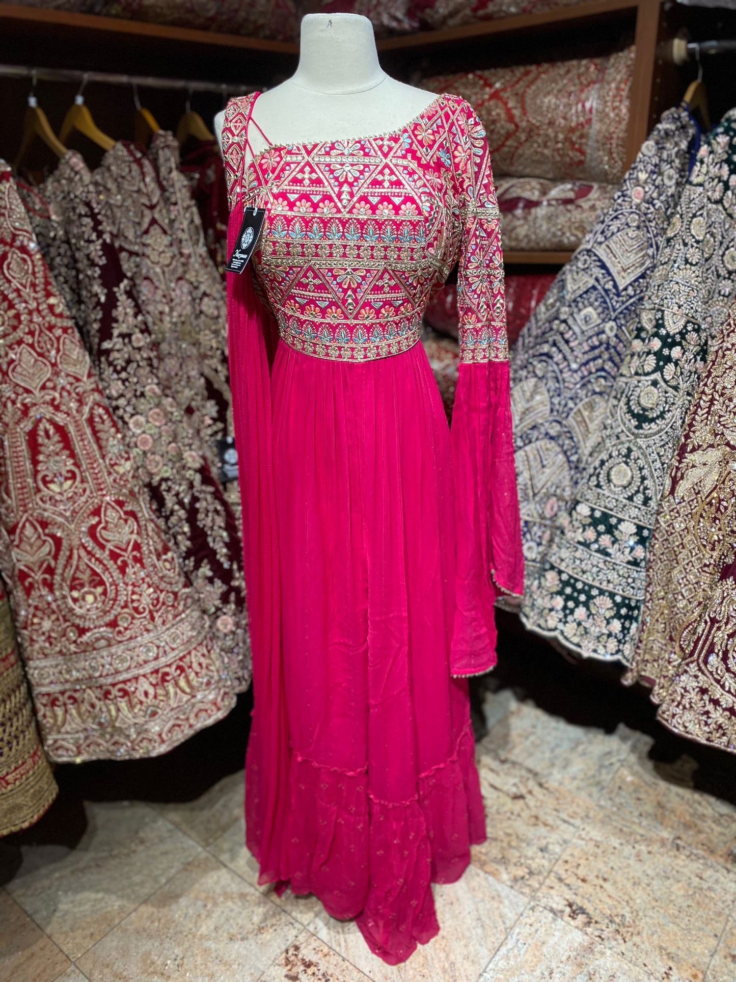 Neon Pink Anarkali PWA-107