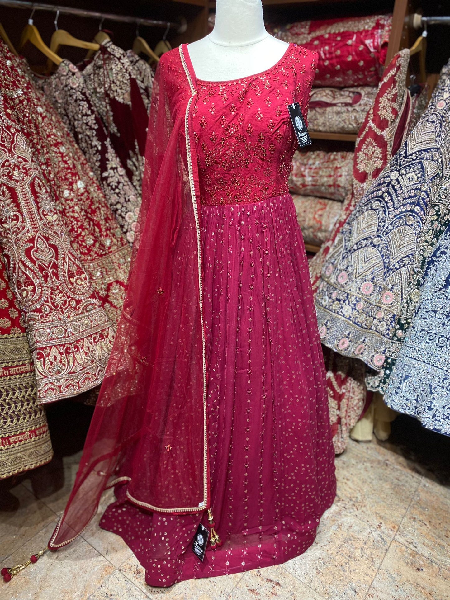 Raspberry Red Anarkali PWA-104