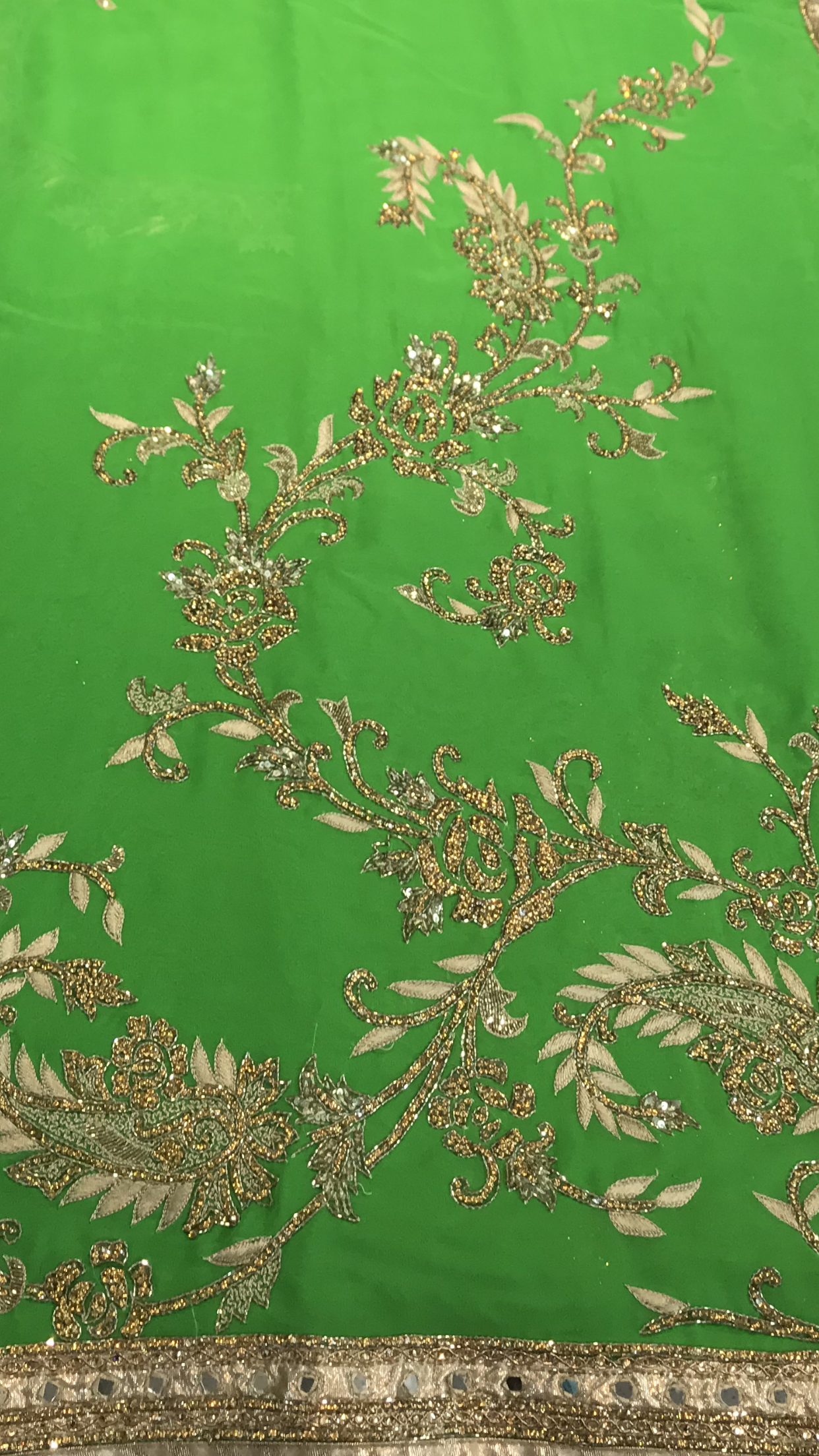 Green Georgette Stonework Saree