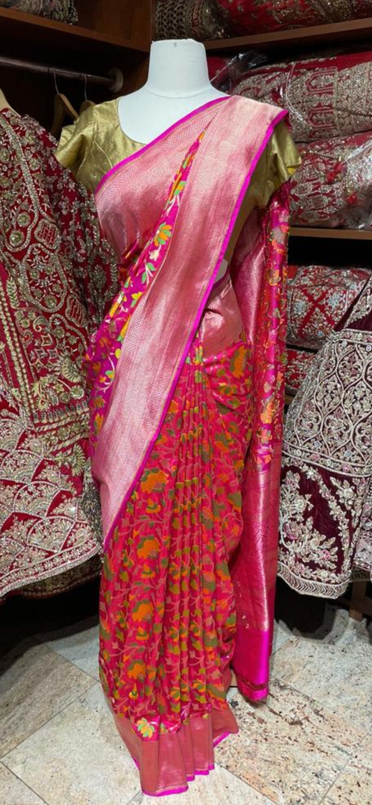 Dark Pink Saree BS-012