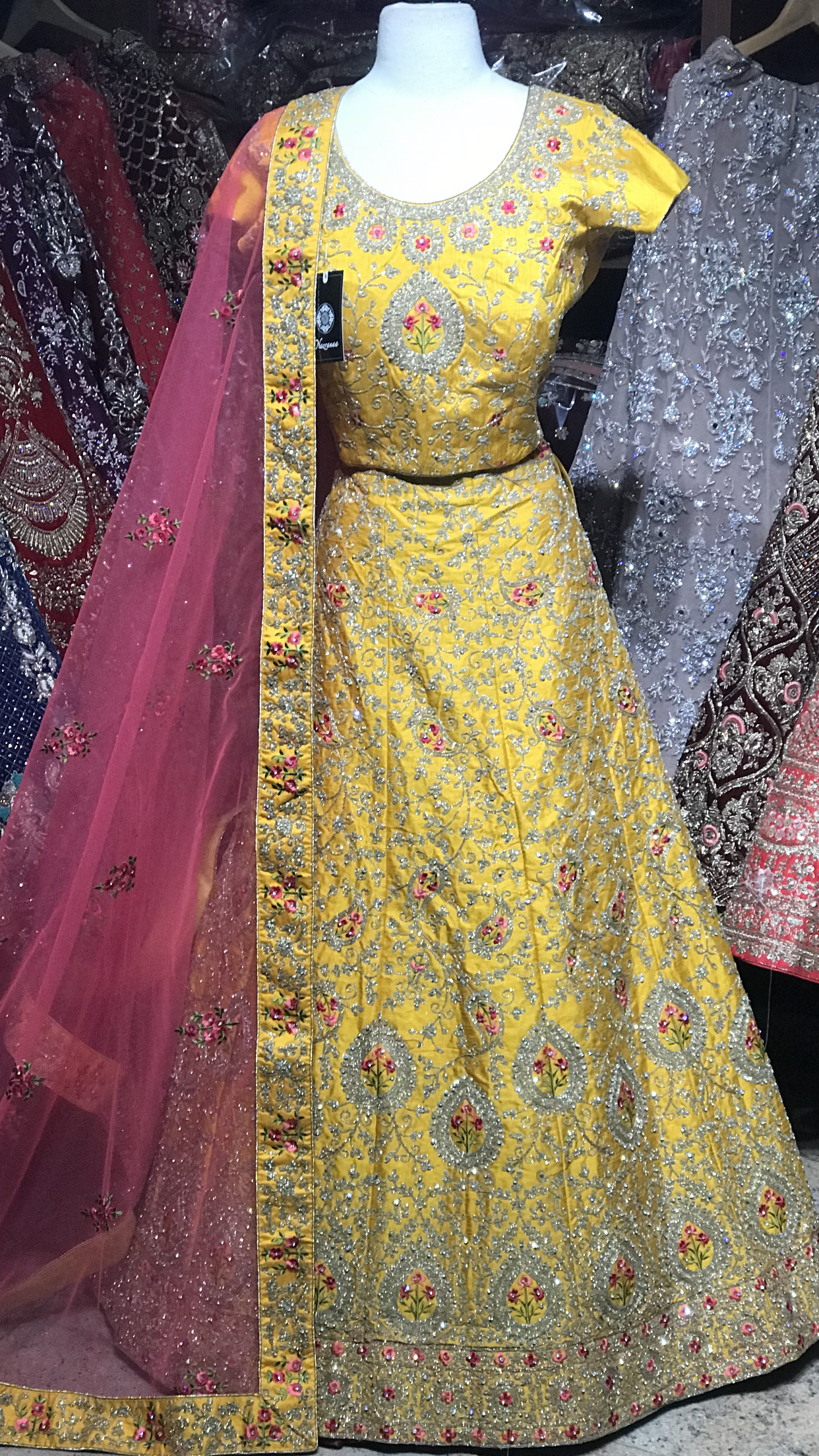 Yellow Pink Size 40 Lehenga