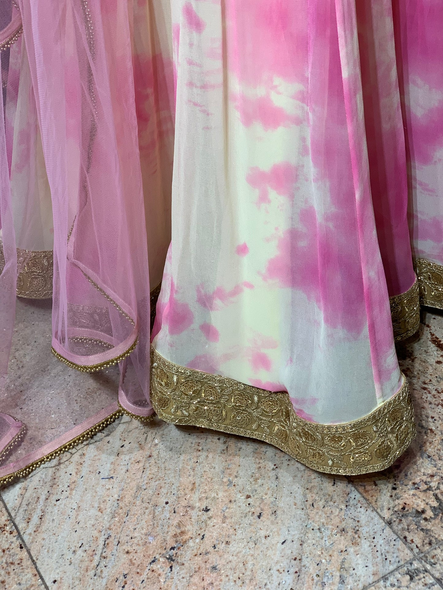 Pink Tie-Dye Size 38 Anarkali