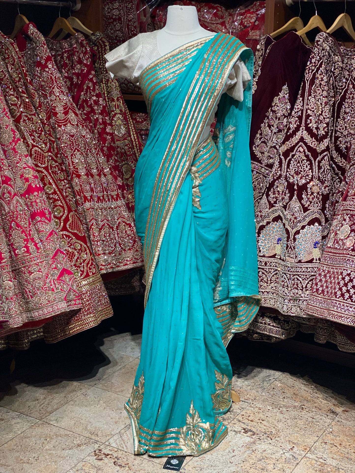 Turquoise Blue Saree PWS-131