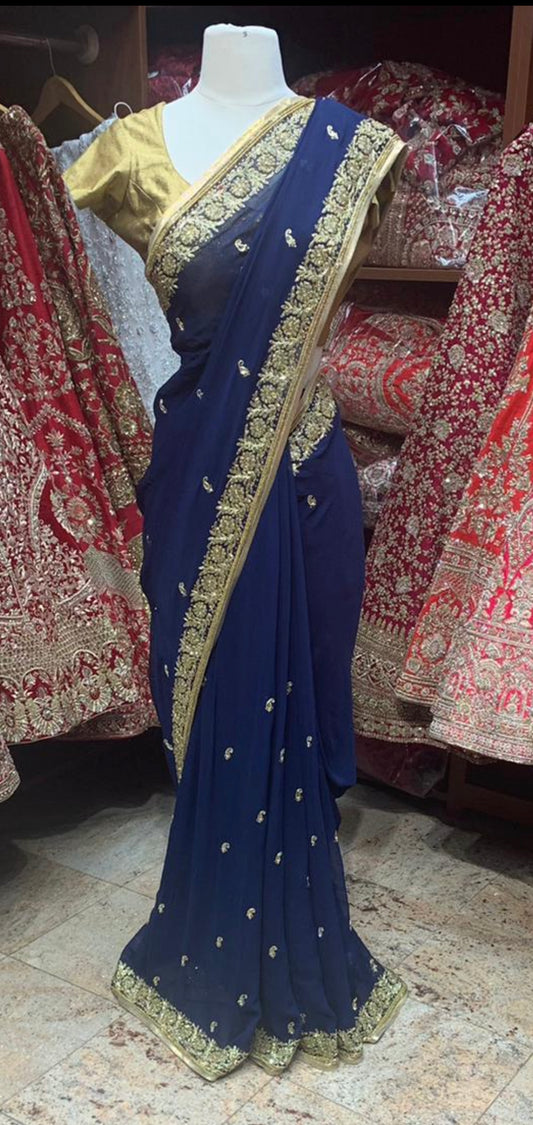 Navy Blue Saree PWS-072