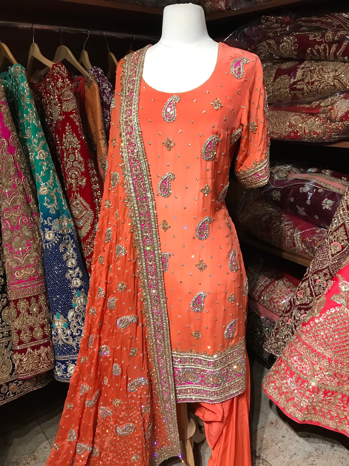 Shaded Orange Size 38 Punjabi Suit