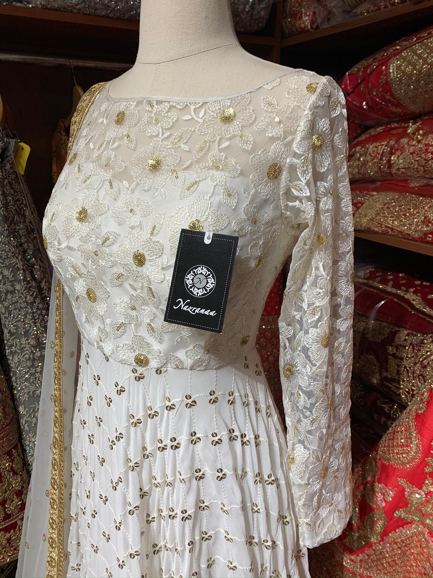 White Size 38 Lace Anarkali