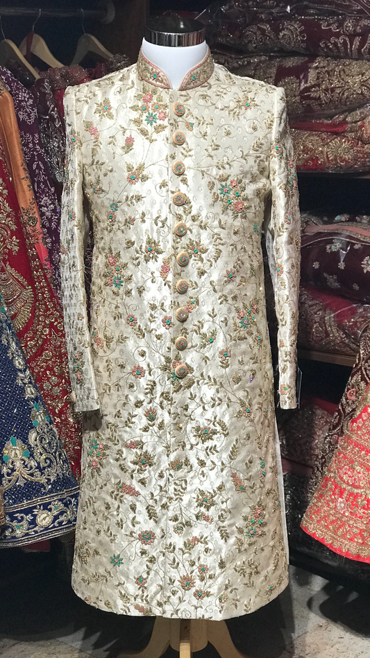 Ivory Multi-Color Sherwani