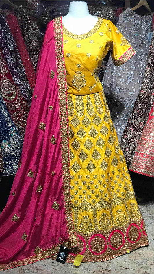 Yellow Pink Size 40 Lehenga