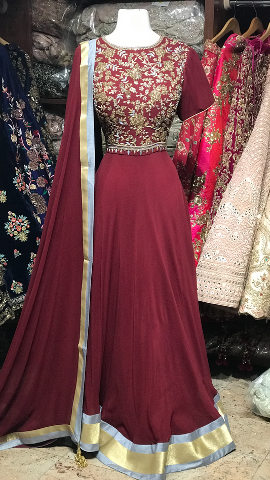 Maroon Stonework Bridesmaids Anarkali