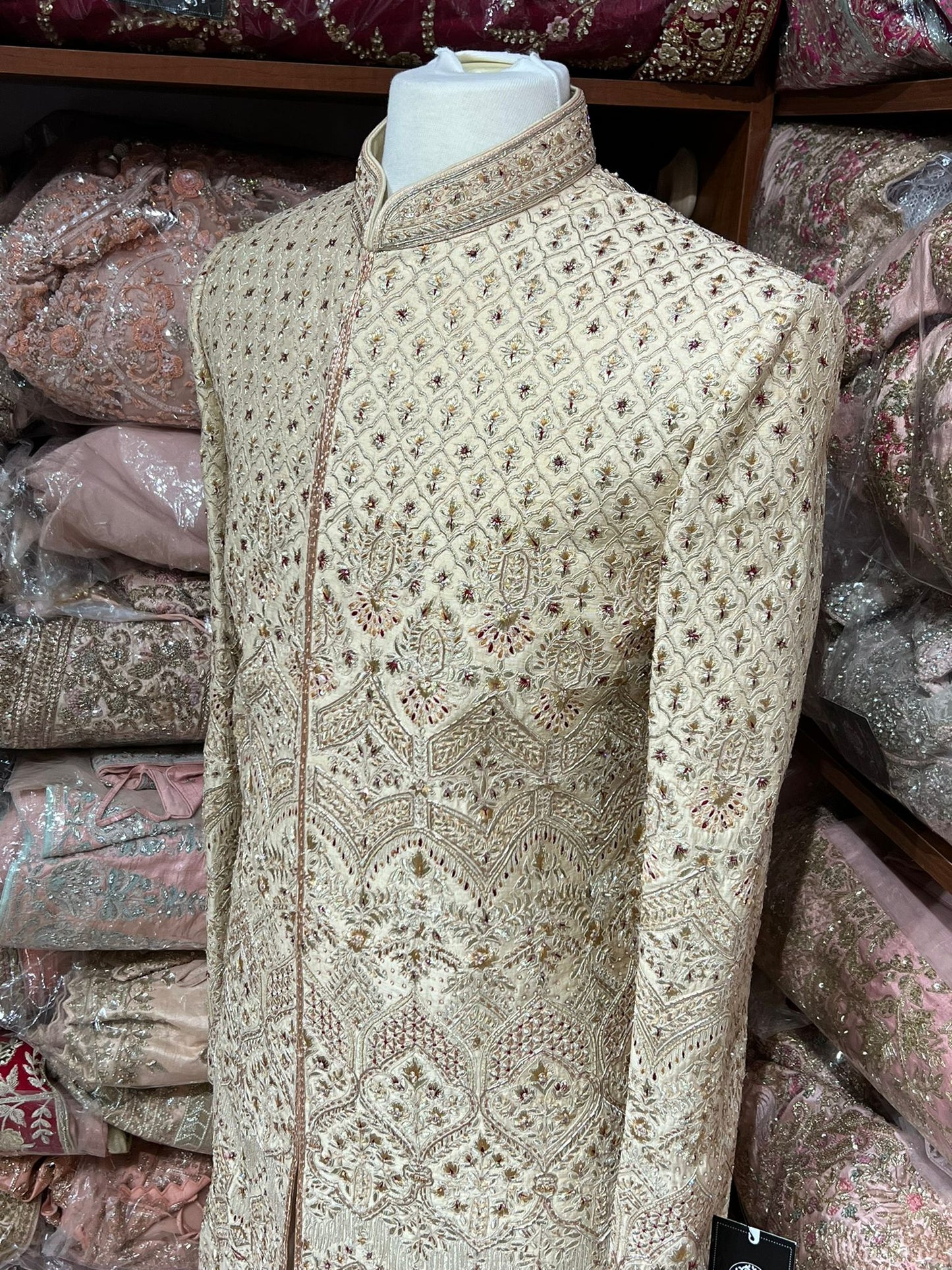 Cream Resham Embroidered Sherwani- R14-N88