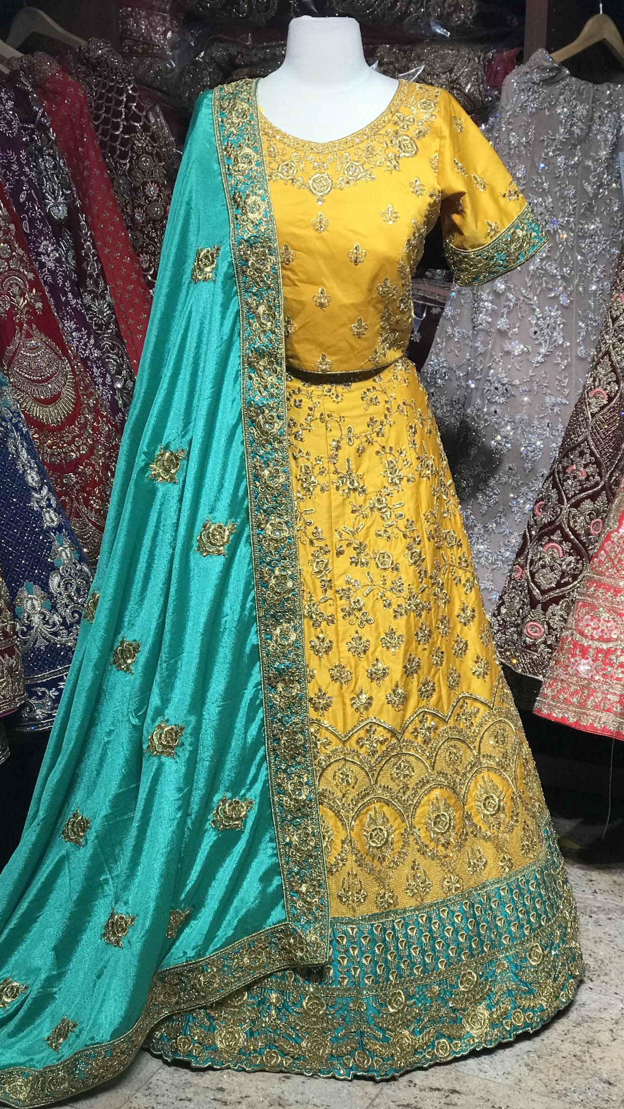 Yellow Green Size 40 Lehenga