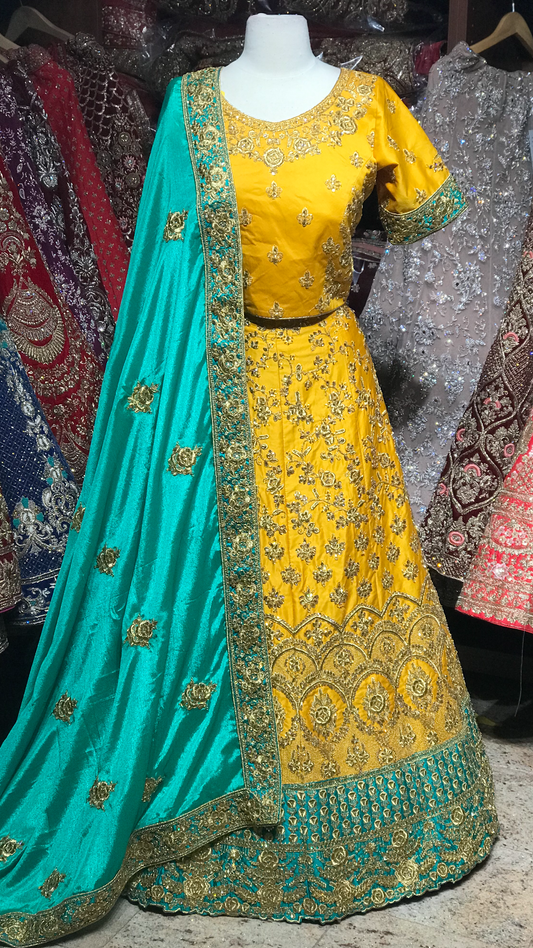 Yellow Green Size 40 Lehenga