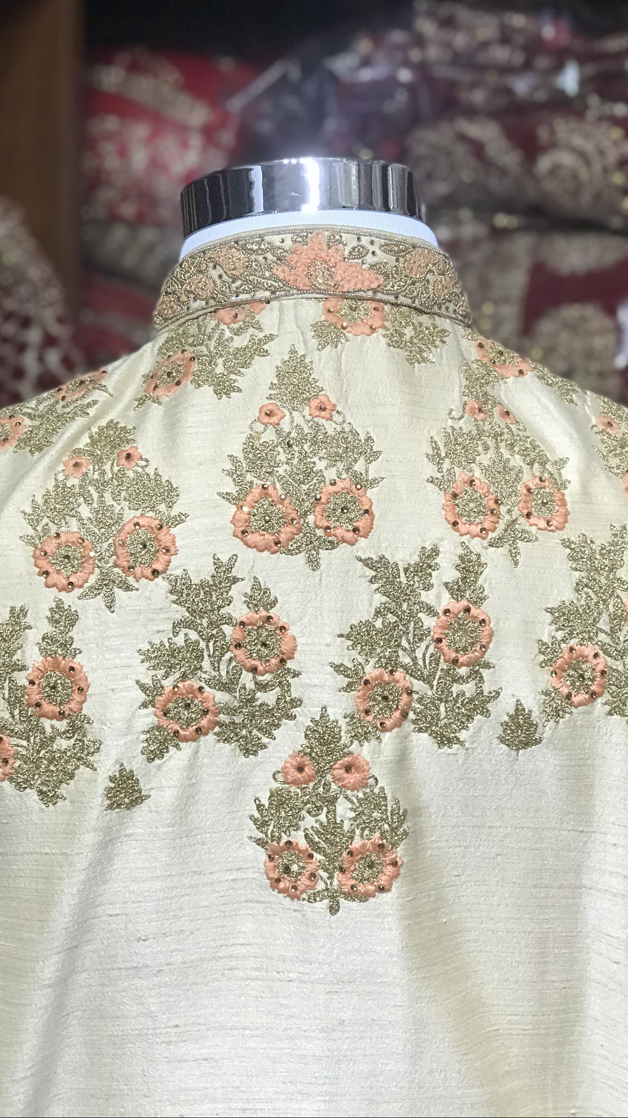 Gold with Peach Resham Sherwani