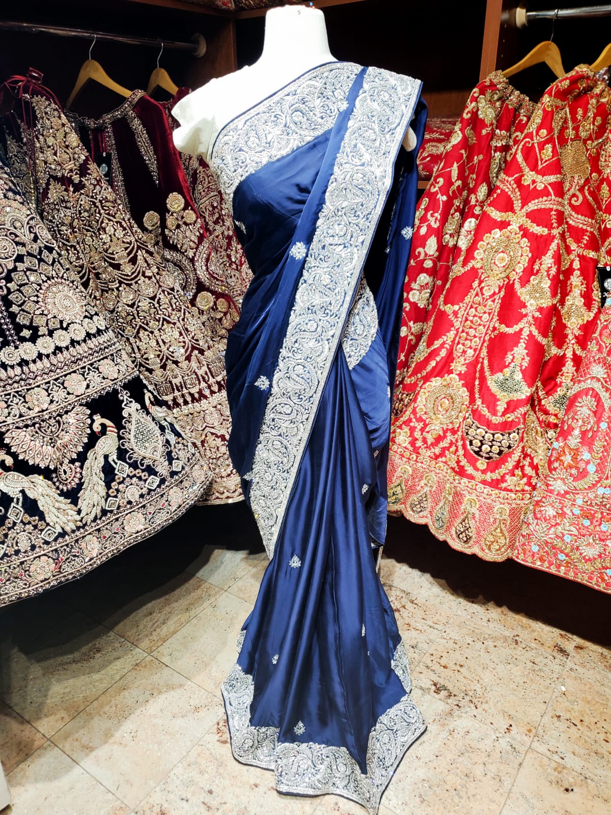 Royal Blue Satin Silk Saree PWS-033