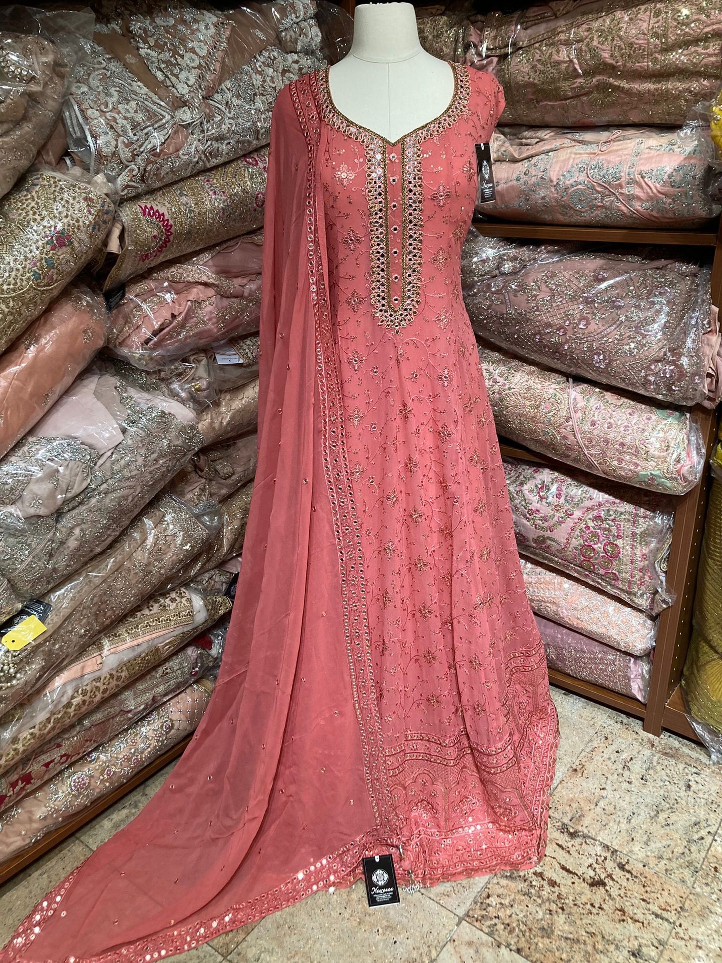 Coral Peach Anarkali PWA-133