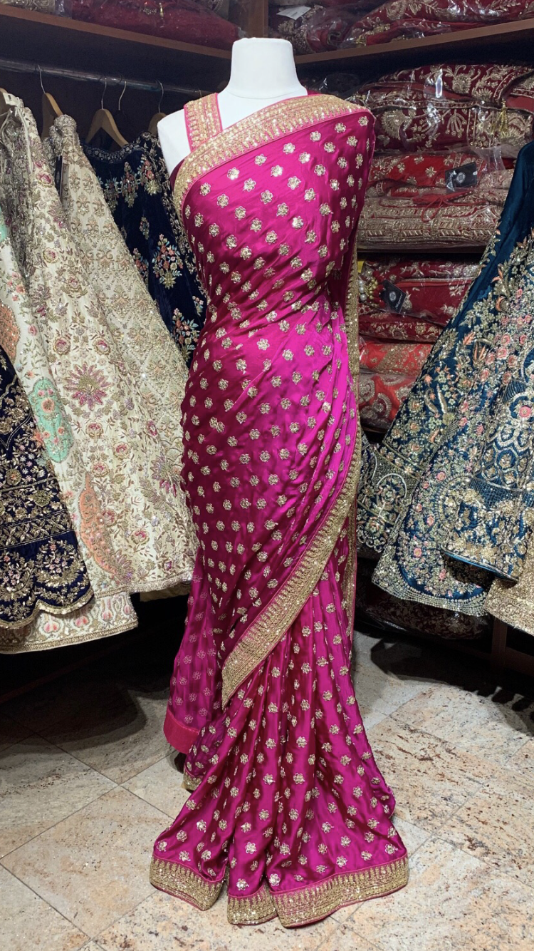 Satin Pink Saree