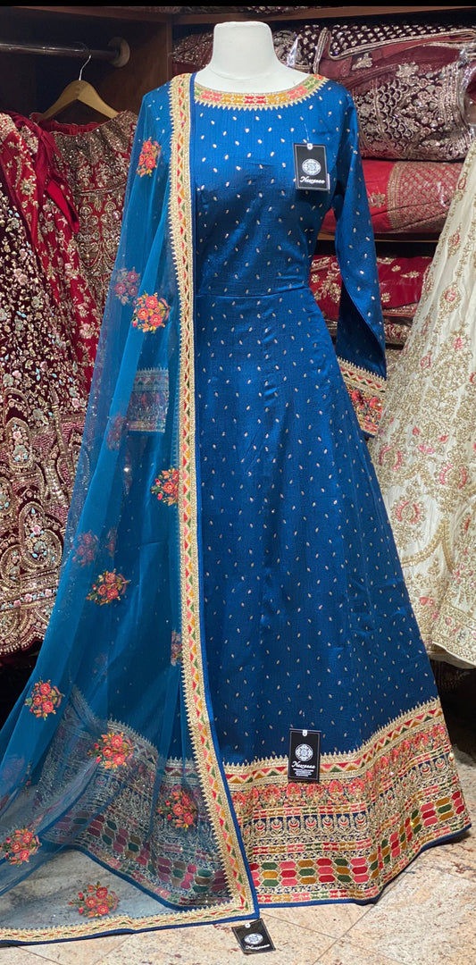 Teal Blue Anarkali PWA-101