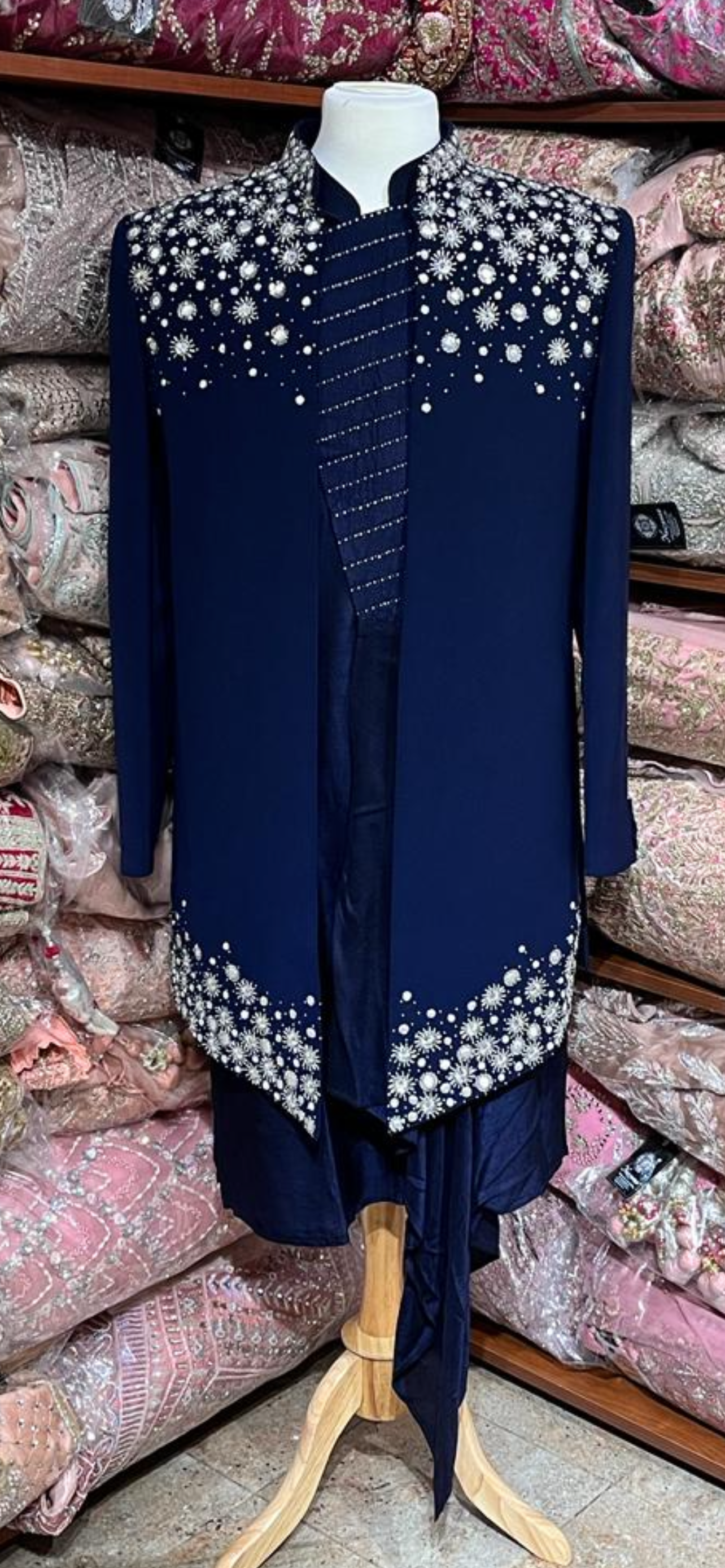 Midnight Blue Indo Western Sherwani- R14-S86