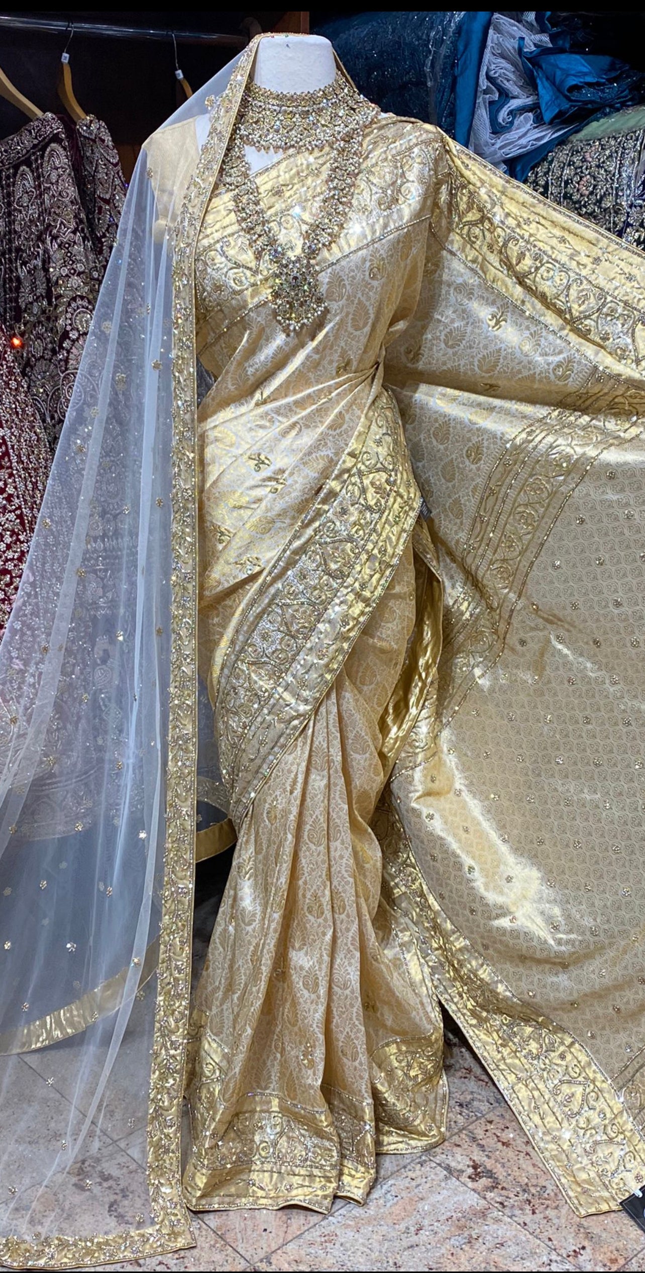 Grand Golden Pure Silk Banarasi Bridal Saree BBS-030