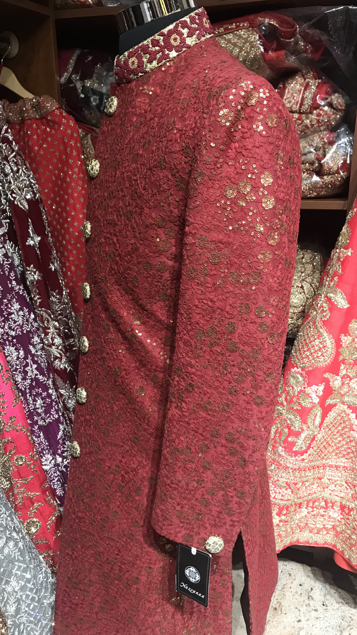 Maroon Sequin Embroidery Sherwani